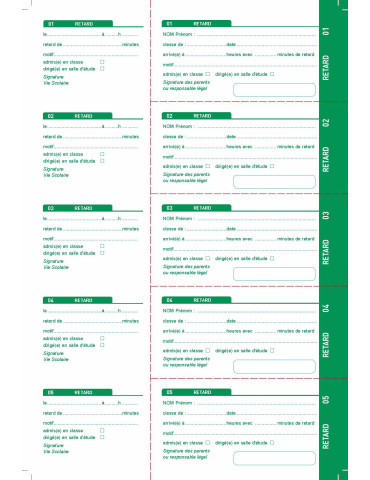 KC-CNL Carnet de correspondance spécial Lycée - Billets retard