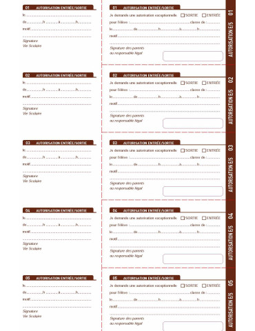 KC-CNL Carnet de correspondance spécial Lycée - Billets entrée/sortie